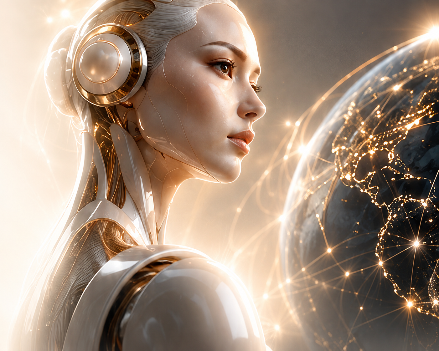 Pearlescent humanoid robot and connected world